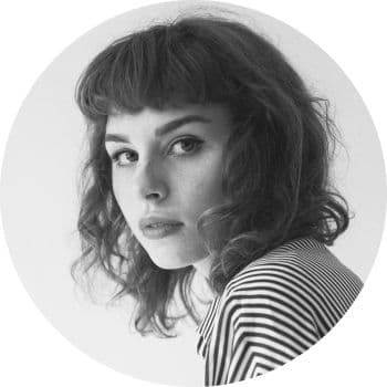 A black and white portrait photograph of Ines Halvorsen